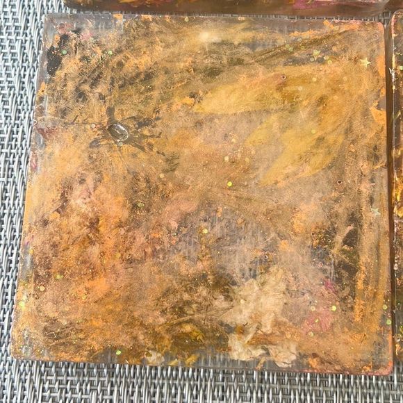 Handmade Pressed Flower Coaster Set and Holder Square Sunny - Picture 15 of 17